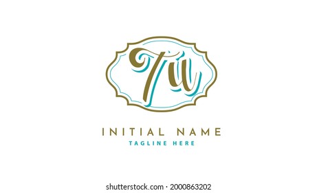 TU Initials, handwriting logo vector