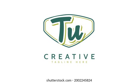 TU Initials, handwriting logo vector