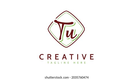 TU Initials, handwriting logo vector