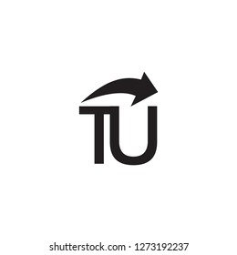 tu letter with arrow vector logo