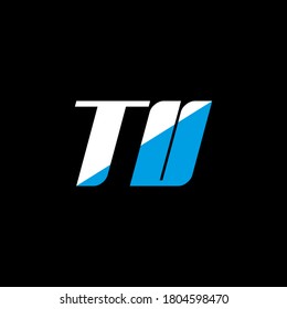 TU letter logo design on black background. YU creative initials letter logo concept. TU icon design. TU white and blue letter icon design on black background. T U