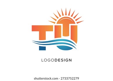 TU Letter Logo Monogram Sun Wave Modern Branding Design