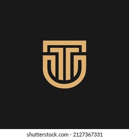 TU letter logo vector, TU initial concept shield shape logo