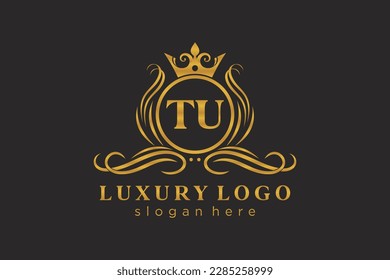 TU Letter Royal Luxury Logo template in vector art for Restaurant, Royalty, Boutique, Cafe, Hotel, Heraldic, Jewelry, Fashion and other vector illustration.