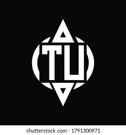 TU Logo with circle rounded combine triangle top and bottom side design template