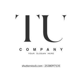 TU logo design. Initial letter t and u serif font style. Creative classic company name typography. Trendy logotype or identity. Vector illustration.