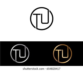 Tu Logo. Letter Design Vector with Red and Black Gold Silver Colors
