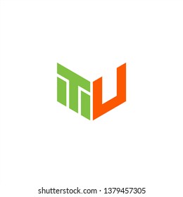 TU Logo Letter Initial With Green and Orange Colors