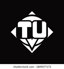 TU Logo monogram with circle shape and square rotate rounded design template on black background