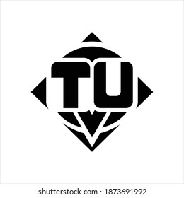 TU Logo monogram with circle shape and square rotate rounded design template on white background