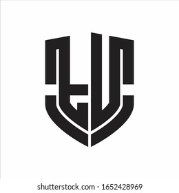 TU Logo monogram with emblem shield shape design isolated on white background