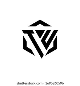 TU Logo monogram with triangle and hexagon modern design template isolated on white background