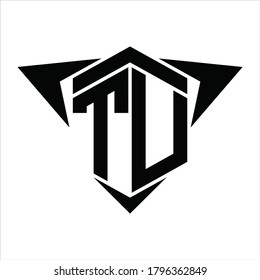 TU Logo monogram with wings arrow around design template on white background