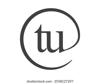 TU logo from two letter with circle shape email sign style. T and U round logotype of business company for brand identity.