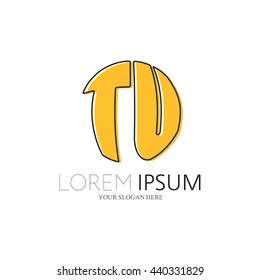 TU Logo. Vector Graphic Sphere Branding Letter Element. White Background