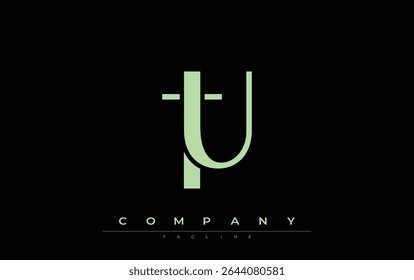 TU Modern Initials Logo Design (em inglês). Logotipo de marca com iniciais estilizadas apresentando design arrojado e estética moderna. Ideal para profissionais de marca de negócios ou projetos criativos com foco em minimalista