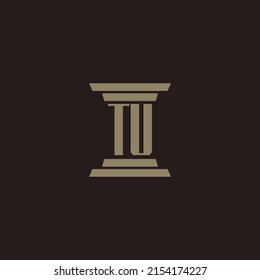 TU monogram initial logo for lawfirm with pillar design