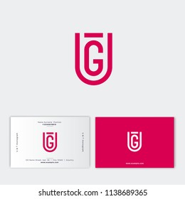 TU monogram. Letter T,  letter U as  a shield. emblem. Identity, business card.