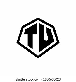 TU monogram logo with hexagon shape and line rounded style design template isolated on white background