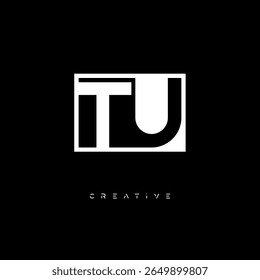Monograma de espaço negativo TU - Logotipo de marca de letra preto e branco minimalista para branding criativo, Identidade de moda Design moderno Conceitos
