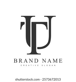 TU trendy logotype template. Initial letter t and u classic font style. Creative logo for company name or identity. Vector illustration.