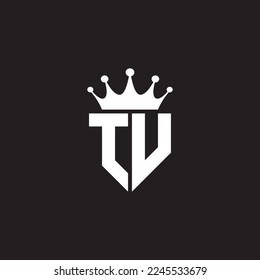 TU or TV logo monogram symbol shield with crown shape design vector