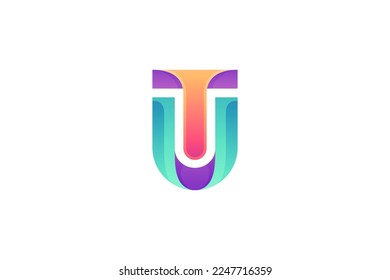 TU or UT letter logo with colorful monogram design