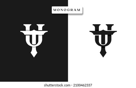 TU UT T U Monogram Logo Template Vector Illustration Isolated in Black White Background