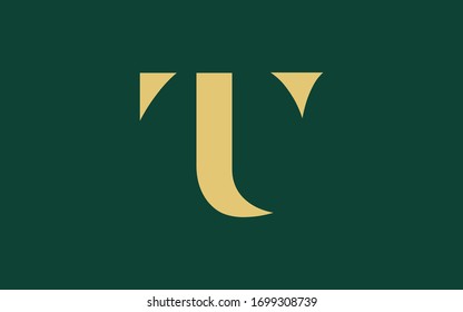 TU or UT and T or U Uppercase Letter Initial Logo Design, Vector Template