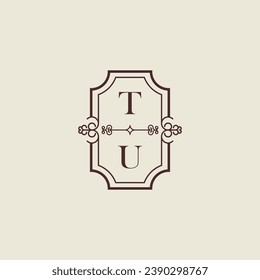 TU vintage wedding initial logo in high quality professional design that will print well across any print media