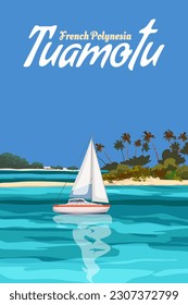 Tuamotu French Polynesia islands travel resort poster