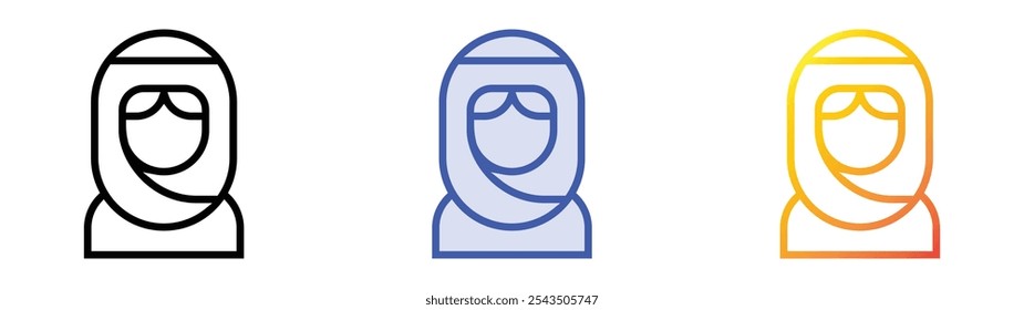 tuareg icon. Linear, Blue Fill and Gradient Style Design Isolated On White Background