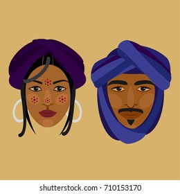 Tuareg. Man and woman. Vector illustration.