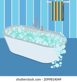 Tub with bubbles, illustration, vector on a white background.