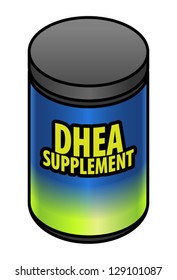 A tub of DHEA supplement used for body building.