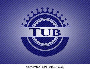 Emblema de Tub con fondo jean. Ilustración vectorial. Detallado. 