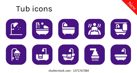 tub icon set. 10 filled tub icons.  Simple modern icons about  - Shower, Bathtub, Bath