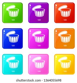 Tub icons set 9 color collection isolated on white for any design