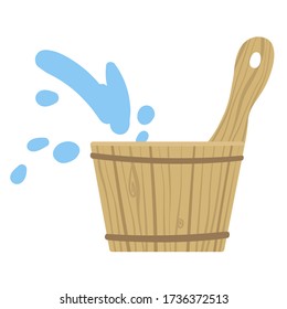 Bañera con agua para tomar el vapor en un baño. Ilustración vectorial.