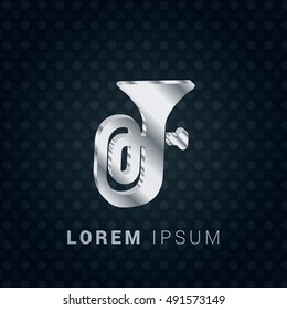 Tuba 3D silver/platinum metallic chromium precious Icon / Logo Design