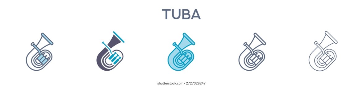 Elemento Tuba Para Design Gráfico - Estilos Múltiplos. Ilustração Vetorial De Duas Cores E Preto. Vários Designs De Ícones Podem Ser Usados Para Celular, Interface Do Usuário, Web