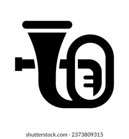 tuba glyph icon illustration vector graphic. Simple element illustration vector graphic, suitable for app, websites, and presentations isolated on white background