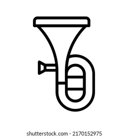 Tuba Icon. Line Art Style Design Isolated On White Background