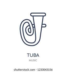 Tuba icon. Tuba linear symbol design from music collection. Simple outline element vector illustration on white background