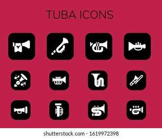 tuba icon set. 12 filled tuba icons.  Simple modern icons such as: Trumpet, Tuba, Trombone