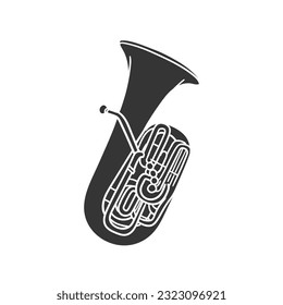 Tuba Icon Silhouette Illustration. Music Instrument Vector Graphic Pictogram Symbol Clip Art. Doodle Sketch Black Sign.