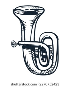 tuba instrument musical sketch style