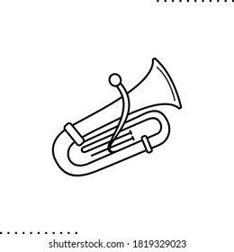 Tuba, a large brass wind instrument of bass pitch vector icon in outline