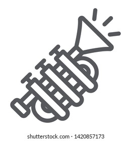 Tuba line icon, music and instrument, trumpet sign, vector graphics, a linear pattern on a white background, eps 10.