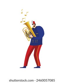 Tuba music hand drawn flat marching band illustration